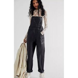 We The Free Ziggy Vegan Black Leather Overalls SIZE XS  NWOT